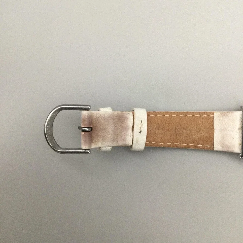 Anne Klein Womens Dress Watch 38mm Large Dial White Leather AK/2137 New Battery